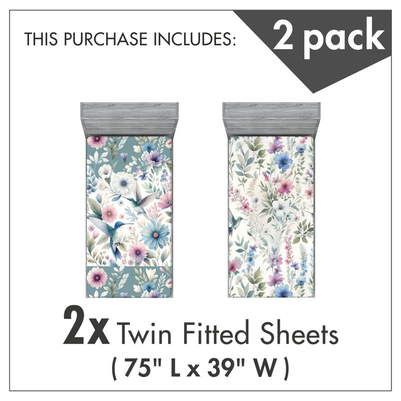 Microfiber Birds And Nature Fitted Sheet, Twin Fitted Sheet