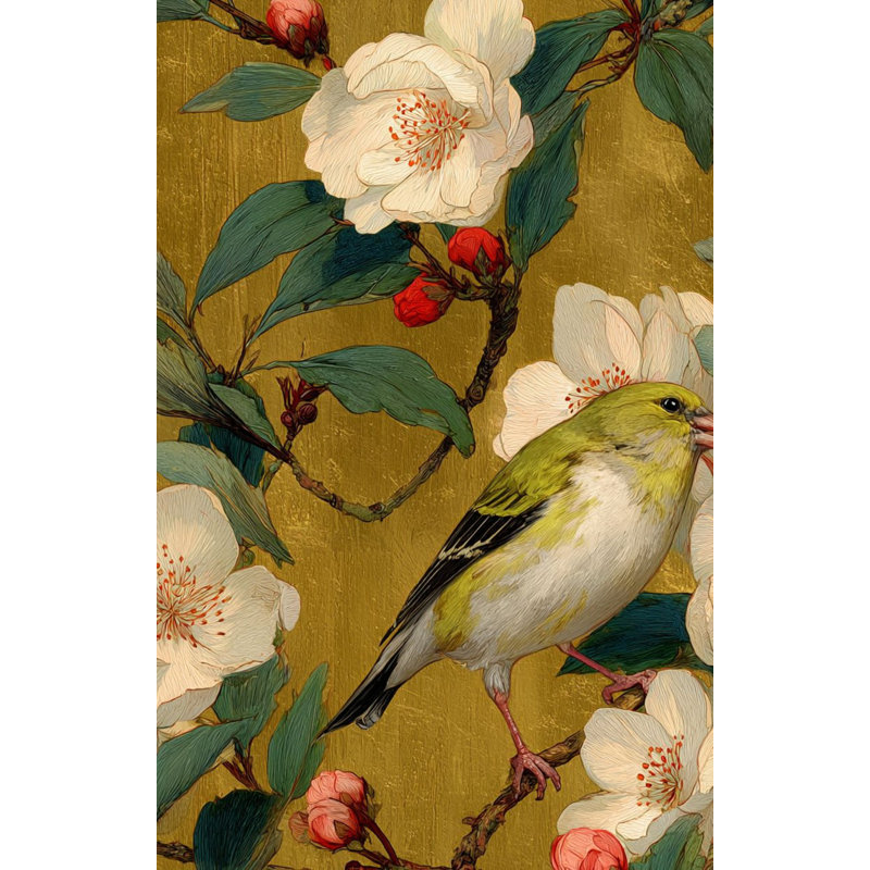 Papier peint oiseaux, décoration murale amovible vintage