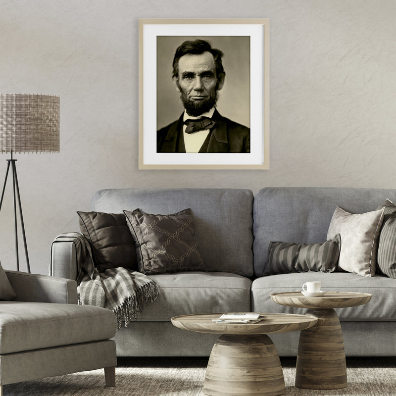 Iconic Lincoln Portrait, reproduction encadrée sous verre, design par Alexander Gardner, H 21 po x l 17 po