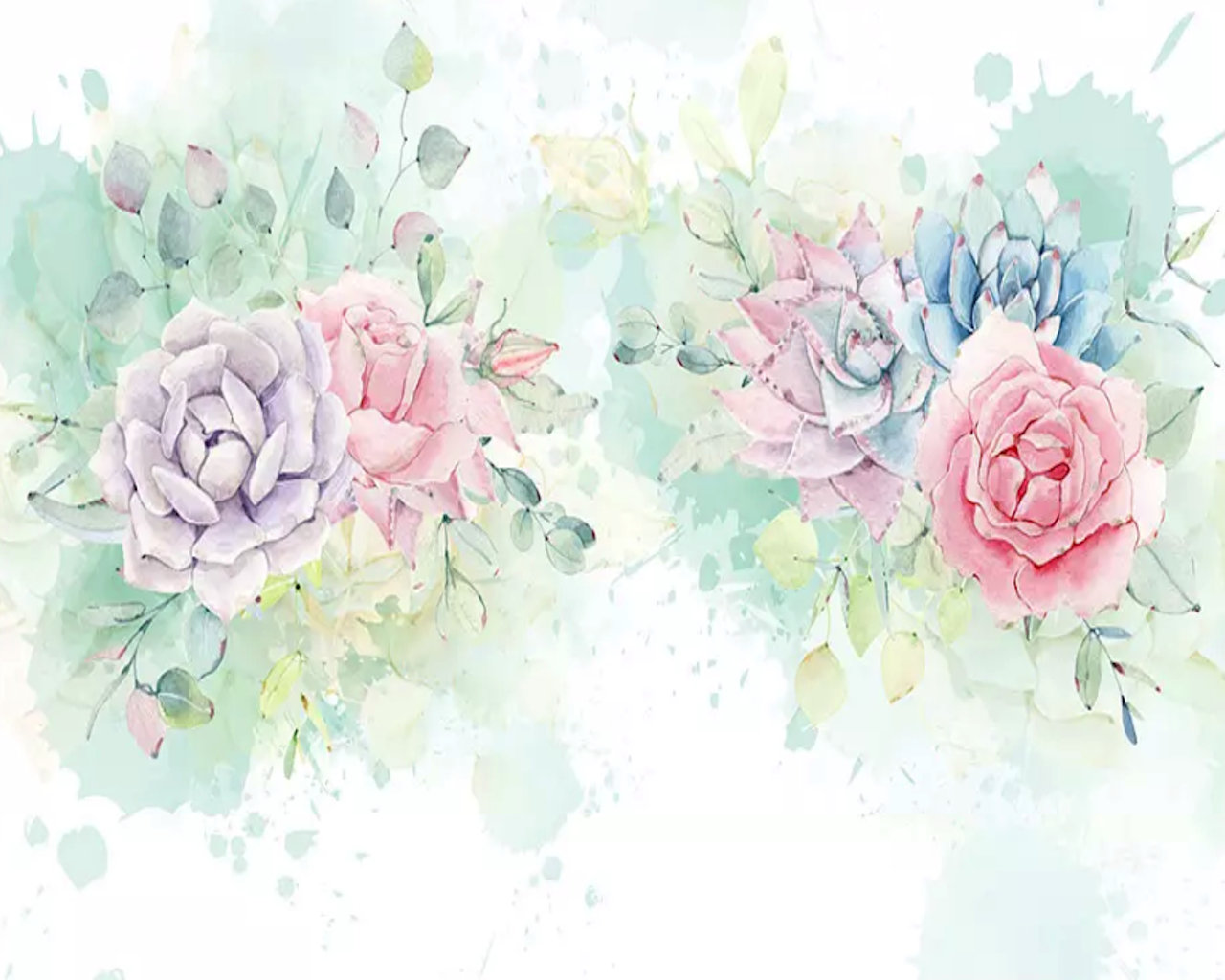 GK Wall Design Vintage Soft Flower Watercolor Splash Textile Wallpaper ...