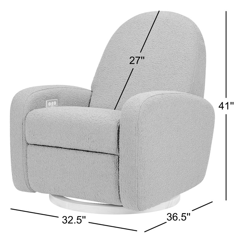 Nami Electronic Recliner and Swivel Glider in Eco-Performance Fabric with USB port, Olive Boucle