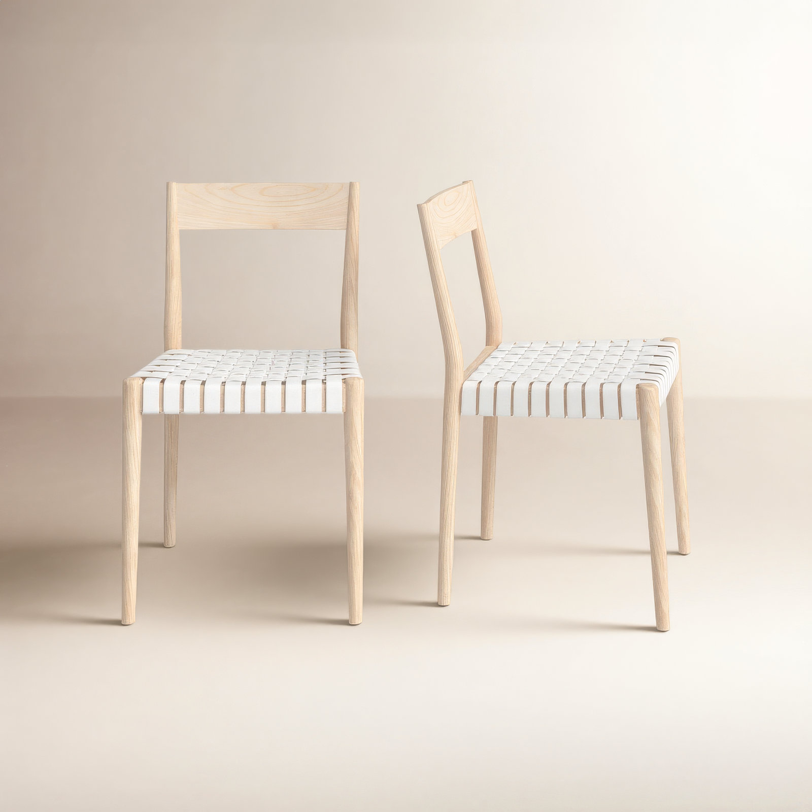 Cosme Armchair, White/Light Wood