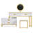 GO Modern Style Vanity Table With Movable Side Cabinet And 4-Drawers, Large Size Dressing Table With Mirror And 3-Colours LED Light, Makeup Table With Stool, White, Golden Legs