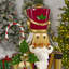 65.35" Tall Standing Iron Nutcracker in Gold with Candy Cane & LED Lights "Kane"