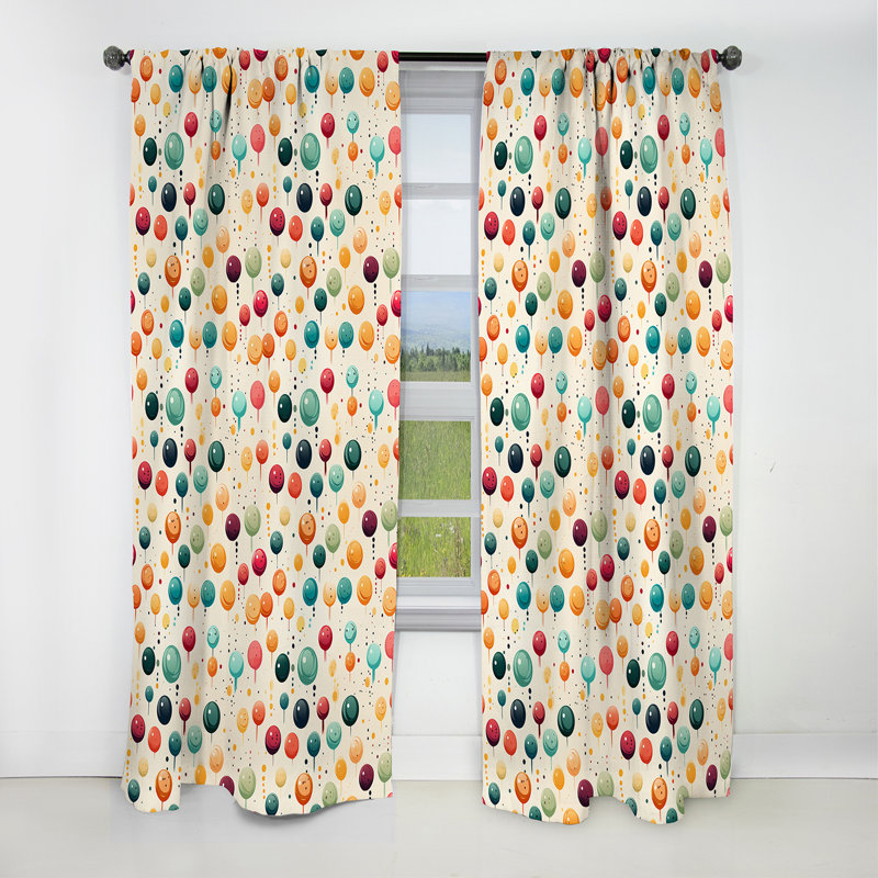 Playful Pop Art Pois II - Rideau abstrait - Rideau occultant - 1 panneaux, L 52 po x L 108 po