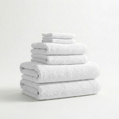 Turkish Cotton Ribbed 6-Piece Bath Towel Set