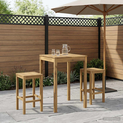 Rectangle Acacia Solid Wood Outdoor Bar Table - 70 cm W 68.5 cm D