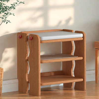 Banc de rangement pour chaussures en bois massif 6 paires