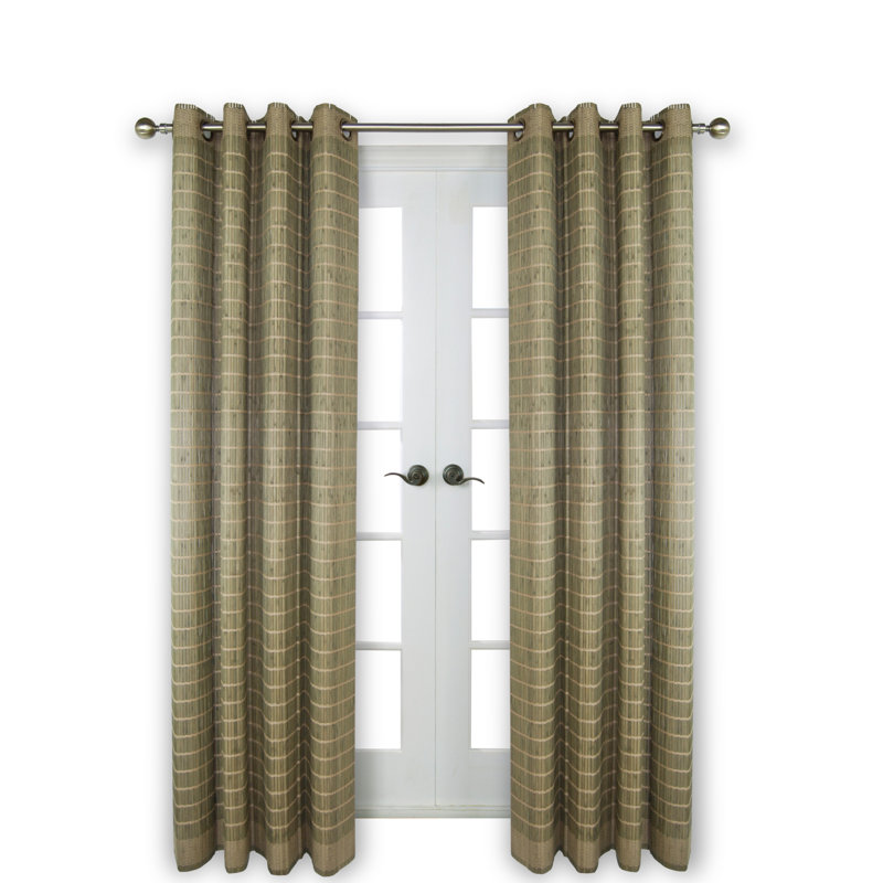 Panneau de rideau semi-transparent rayé Allicia, l 48 po x L 84 po, Noyer
