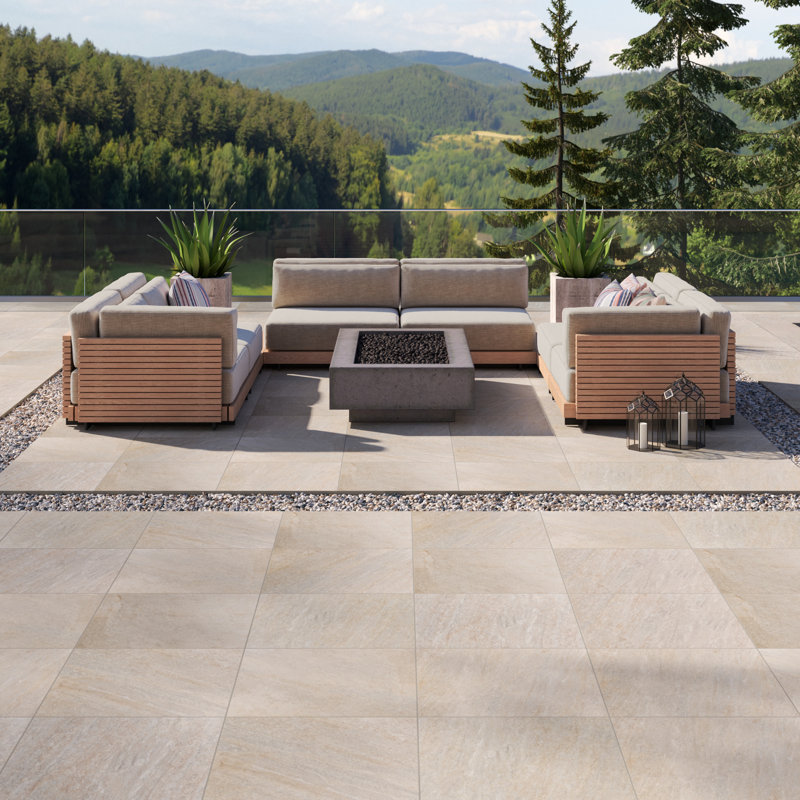 Dalle en porcelaine mat aspect pierre Duravia Fawn 24 po x 24 po x 0,79 po (8 pi²/unité, 2 pièces), Fauve