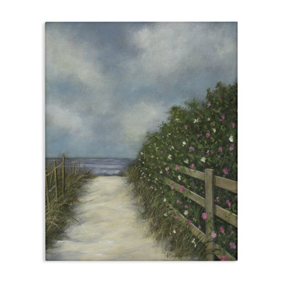 Art mural sur toile à motif floral bordé de plage par David Swanagin