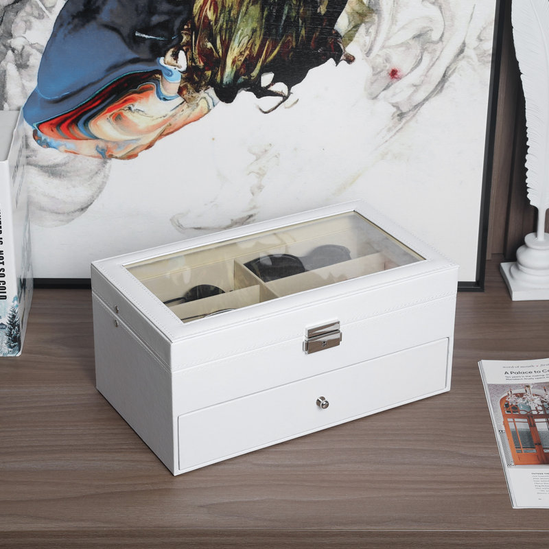Firoz 12 Compartment Eyewear & Sunglasses Display Case, White