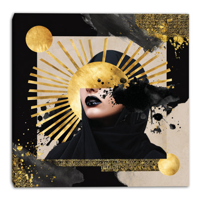 Celestial Noir Muse Wrapped Canvas Wall Art