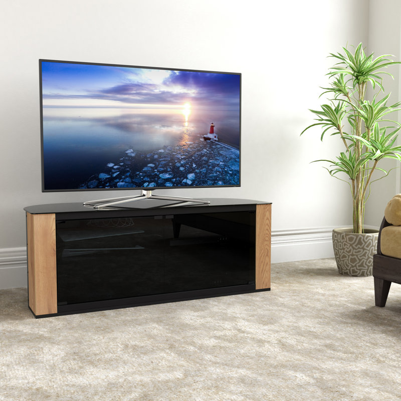 Donyel Unfinished TV Stand for TVs up to 60", Wood/Black