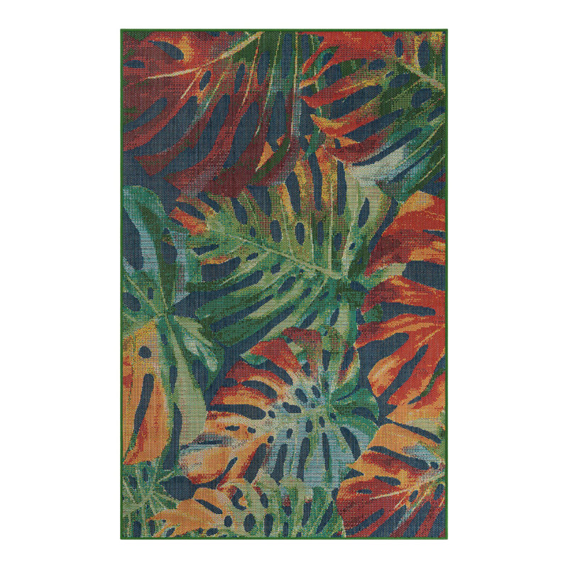 Floral Indoor / Outdoor Rug, Rectangle 5'3" x 8'