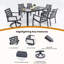 Ensemble de salle à manger d'extérieur moderne moderne de 7 pièces avec chaises berçantes pivotantes convenant aux fêtes de jardin et à la détente sur la terrasse