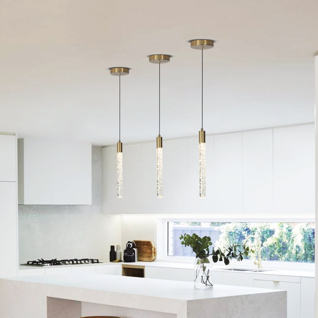 Solem 1-Light Modern Pendant Kitchen Island Crystal LED Light Cylinder Style (Set of 3) Wrought Studio™ 