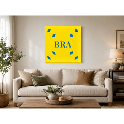 Bosnia and Herzegovina Football Nations Luxury Diamond Monogram — Sapphire Blue Canary Yellow Sapphire Blue — Canvas Wall Art