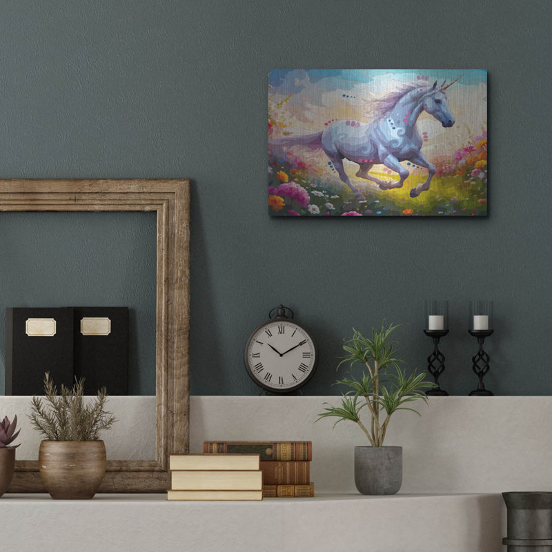  «Gallop Unicorn» par Dean Russo, art mural en métal, 16 po x 12 po, H 12 po x l 16 po