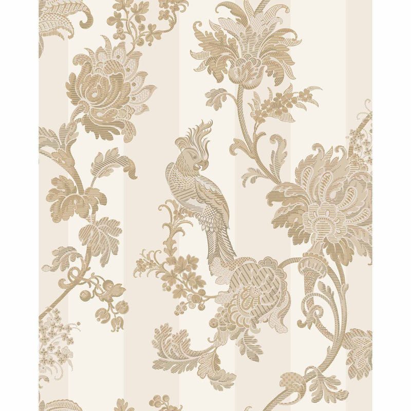 Zerzura Floral Shimmer Wallpaper Roll, Gold/Parchment