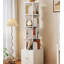Bibliothèque rotative, bibliothèque d'angle à 5 niveaux à 360 degrés, étagère de rangement pour bibliothèque au sol, étagère à livres étroite en bois pour la chambre à coucher (BLANC)