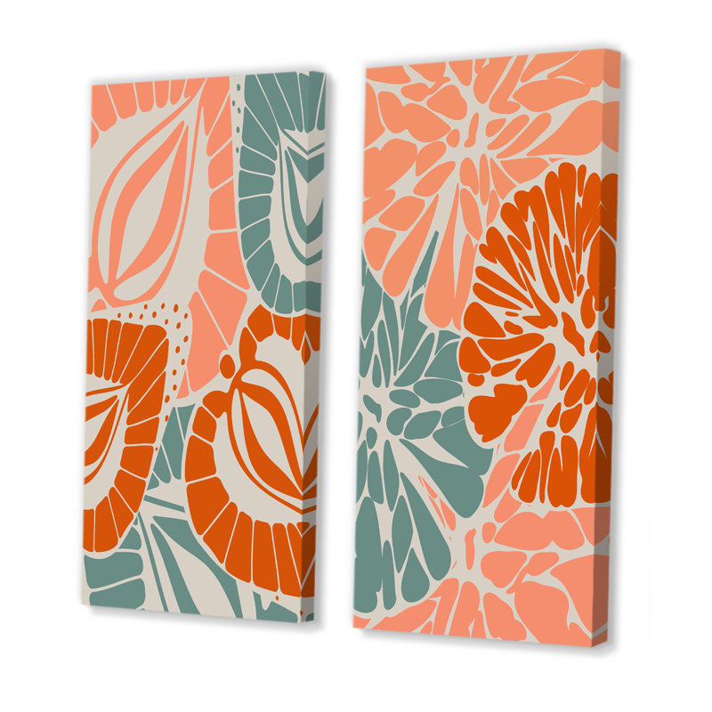 «Retro Strawberry Orange and Apple I», ensemble de 2 impressions, Toile tendue, H 40 po x l 40 po x P 1,5 po