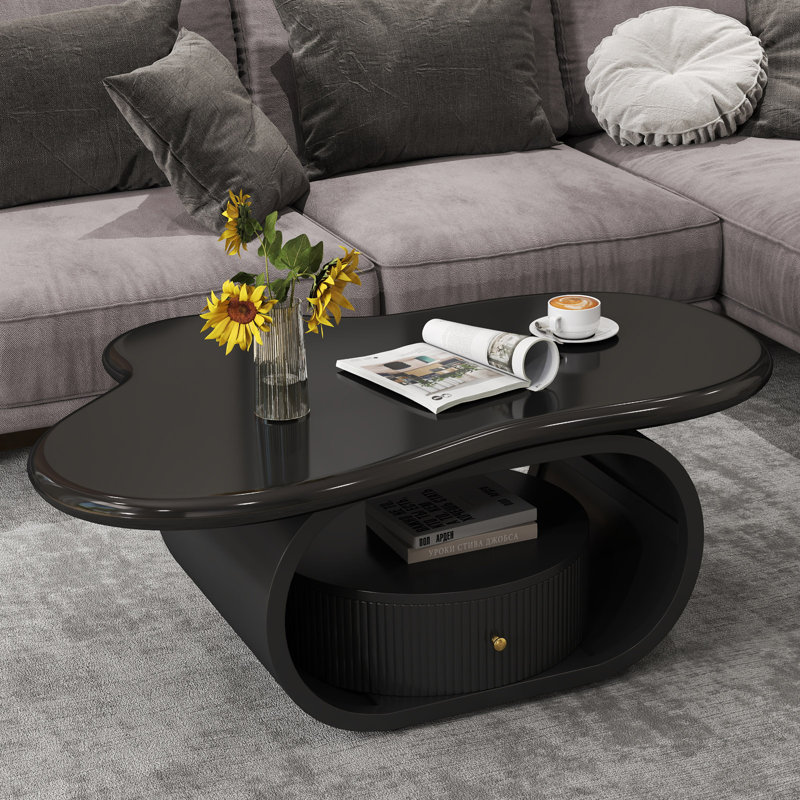 Mosheim Wood Cloud Top Coffee Table, Black, 15.94"H x 39.37"L x 27.55W
