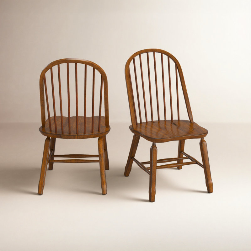 Makira Windsor Bow Back Side Chair, Rustic Oak