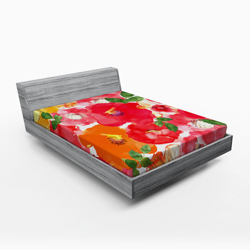 Microfiber Floral Fitted Sheet, Queen Fitted Sheet