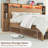 Aeterna Wooden Queen Size Bed Frame With Storage Headboard,  No Box Spring Needed, Natural Wood Color