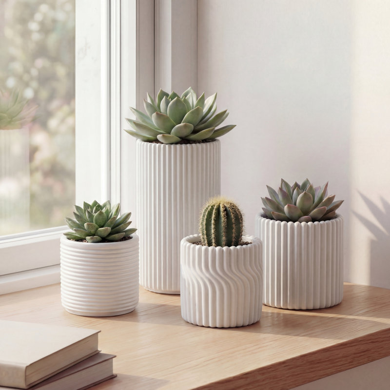 Ensemble de 4 vases Noa, Blanc mat
