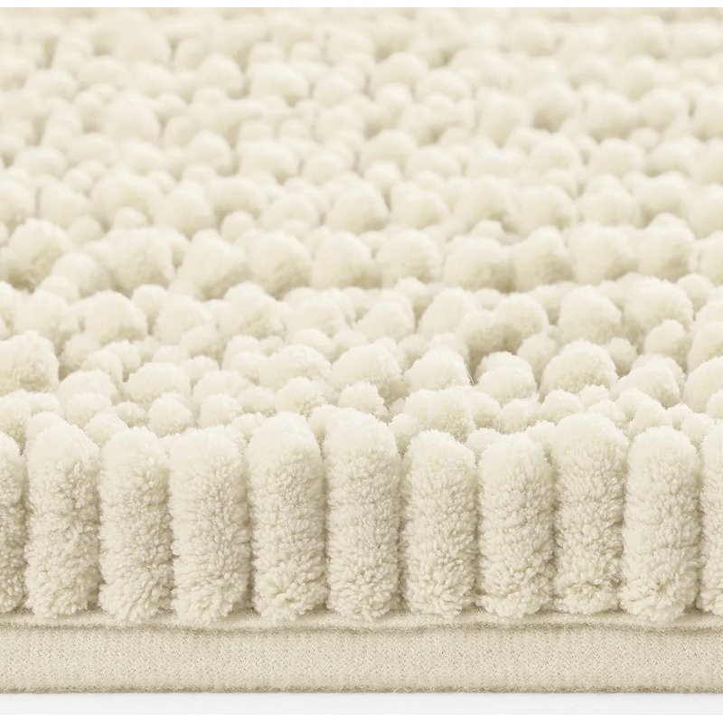 2 Piece Set Mustard Soft Cozy Plush Chenille Bath Mat Bathroom Rug, Charcoal