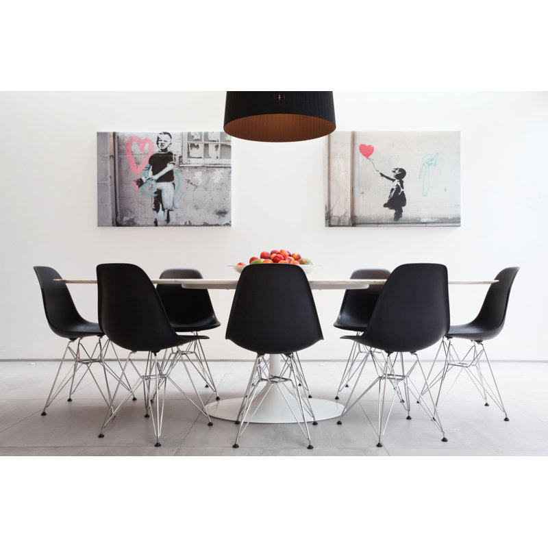 Eiffel Chair With Chrome Base, Black, 1