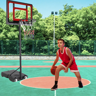 33 Inch Backboard Pro Court Height Adjustable Portable Basketball System 1.65-2.08M -  Panarciss, LK0081F