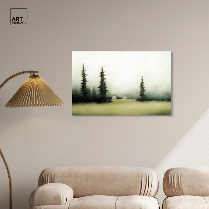 Sheltered Green Landscape Wrapped Canvas Art, 36" x 24"