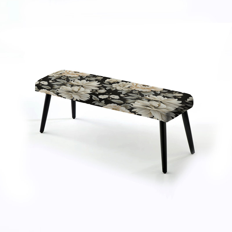 Urban Victorian Chic Victorian Pattern X - Floral Upholstered Black Bench