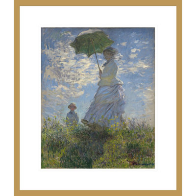 Woman with a Parasol - Madame Monet and Her Son by Claude Monet -Framed Giclee Print