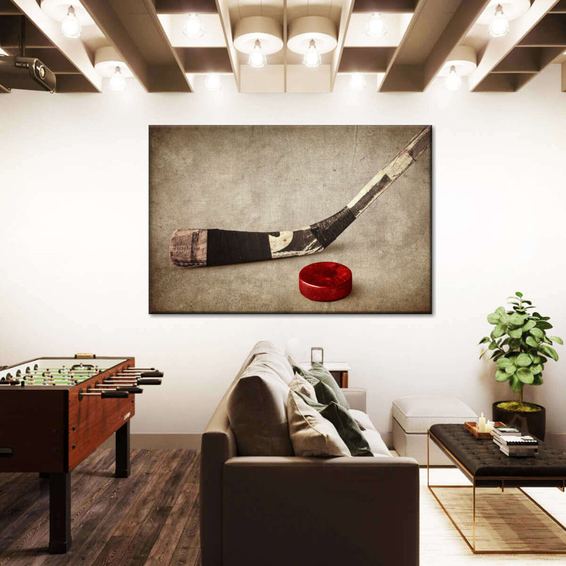 Hockey sur glace rétro - reproduction sur toile tendue, H 16 po x l 24 po x P 1,25 po