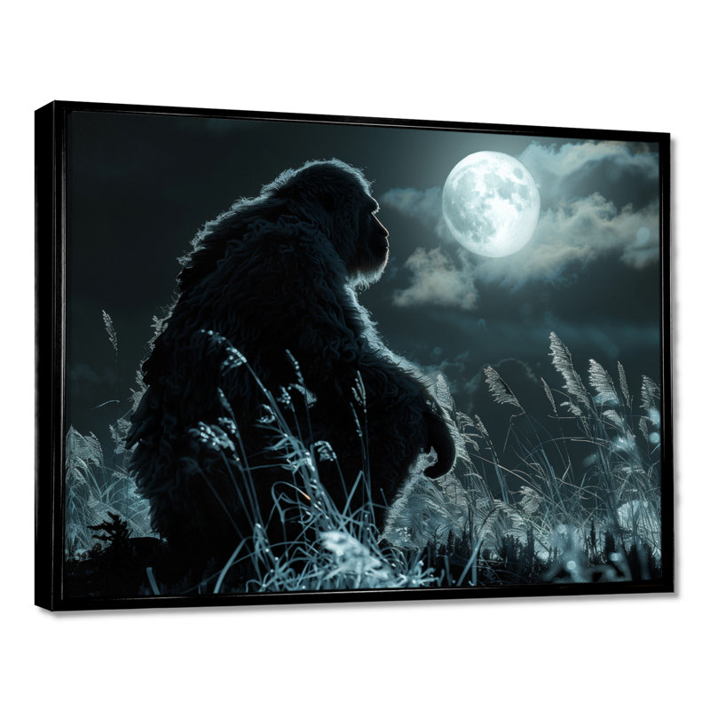 Noir et blanc clair de lune prairie Bigfoot - Bigfoot Wall Art Living Room, H 16 po x l 32 po x P 1 po