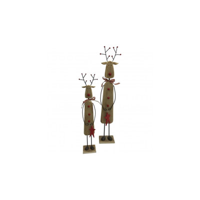Set de 2 rennes en bois