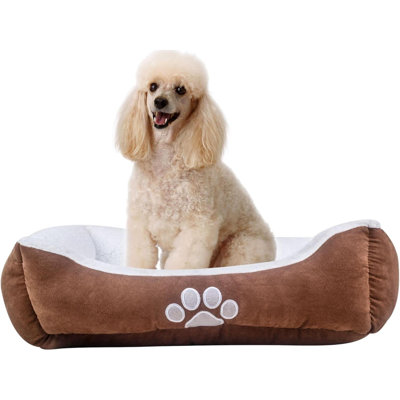 Rectangle Bolster Pet Bed, Dog Bed Medium Size, Chocolate Color