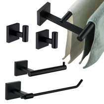 Ntipox 5 Piece Stainless Steel Matte Black Bathroom Hardware Accessories Set  Include Towel Bar Set Matte Black, 24 inch Bath Accessori