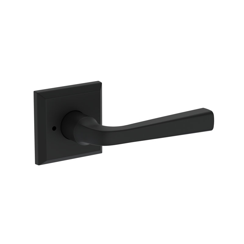 Kinsella Privacy Lever with Traditional Square Rose in Matte Black, Matte Black