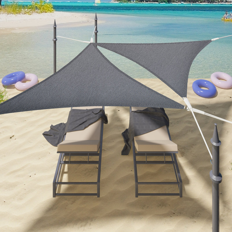 Cancun 5m x 7m Triangular Shade Sail, Grey, 3m W x 4.25m L