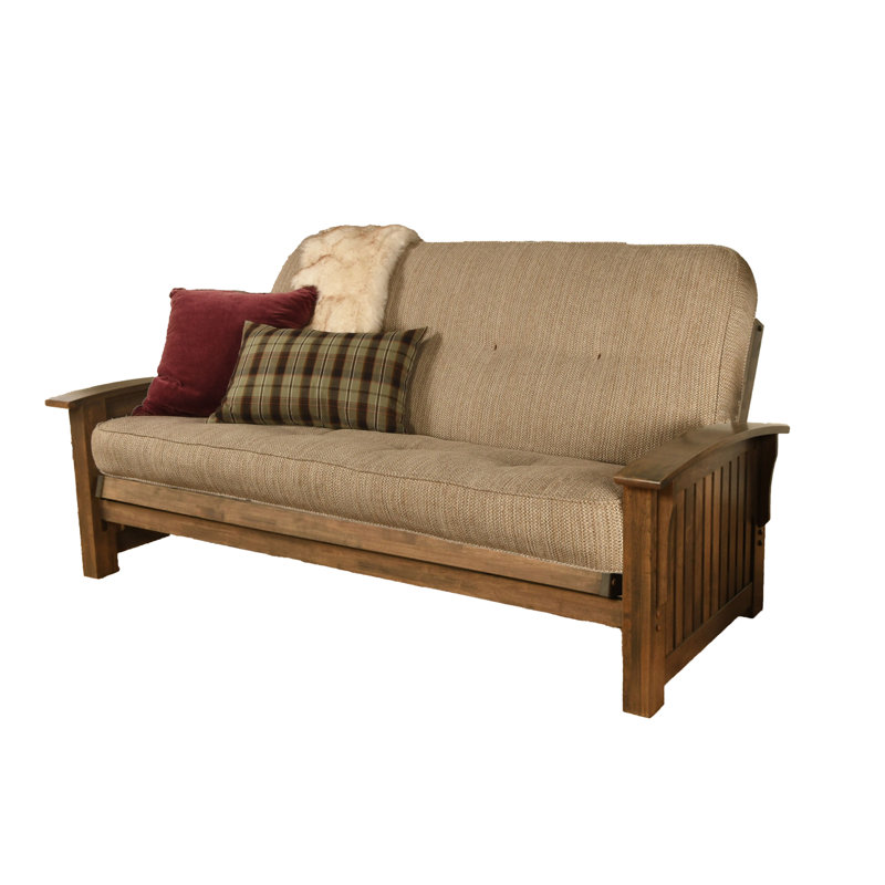 Stratford Full 83" Wide Futon Frame and Mattress, No, Taxi Woodsmoke