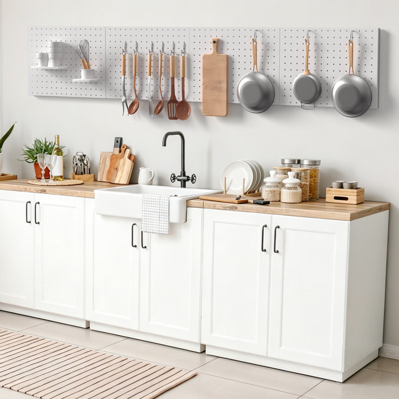 4pack White Pegboard Panels Metal Tool Organizer for Garage Workshop Kitchen Home Wall Storage