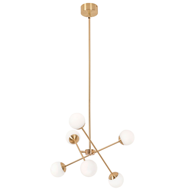 Luminaire suspendu spoutnik 6 lumières Nathir, Laiton satiné
