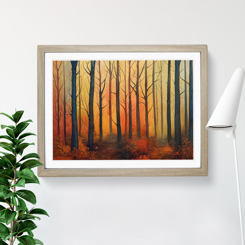 Warm Autumn Forest Vol.4 - Single Picture Frame Painting, Oak Framed, 46cm H x 64cm W x 2cm D