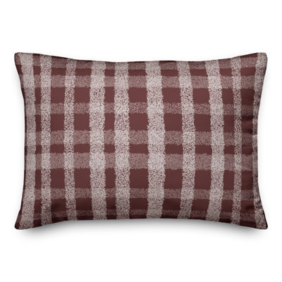 Chalky Gray Plaid Outdoor Throw Pillow
