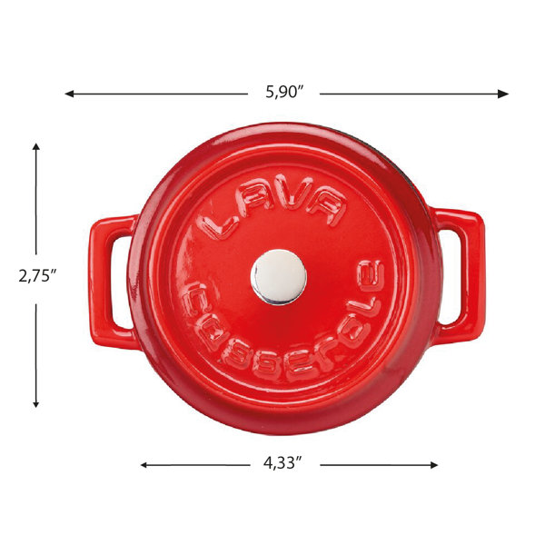 Lava Cast Iron Lava Enameled Cast Iron Dutch Oven 0.35 qt. Round with Trendy Lid Color: Red LV Y TC 10 K2 R